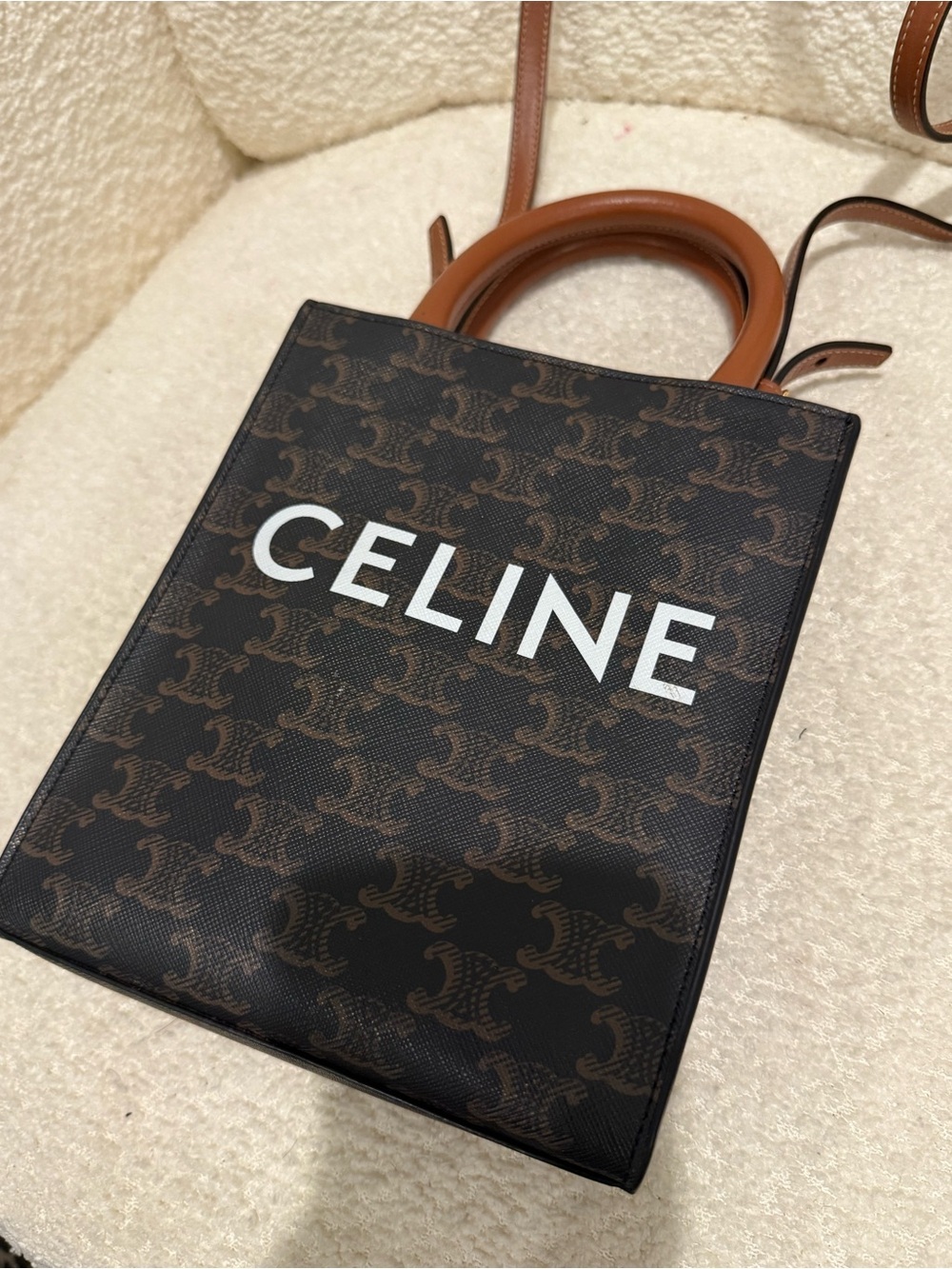 CELINE Brown Triomphe Mini Vertical Cabas